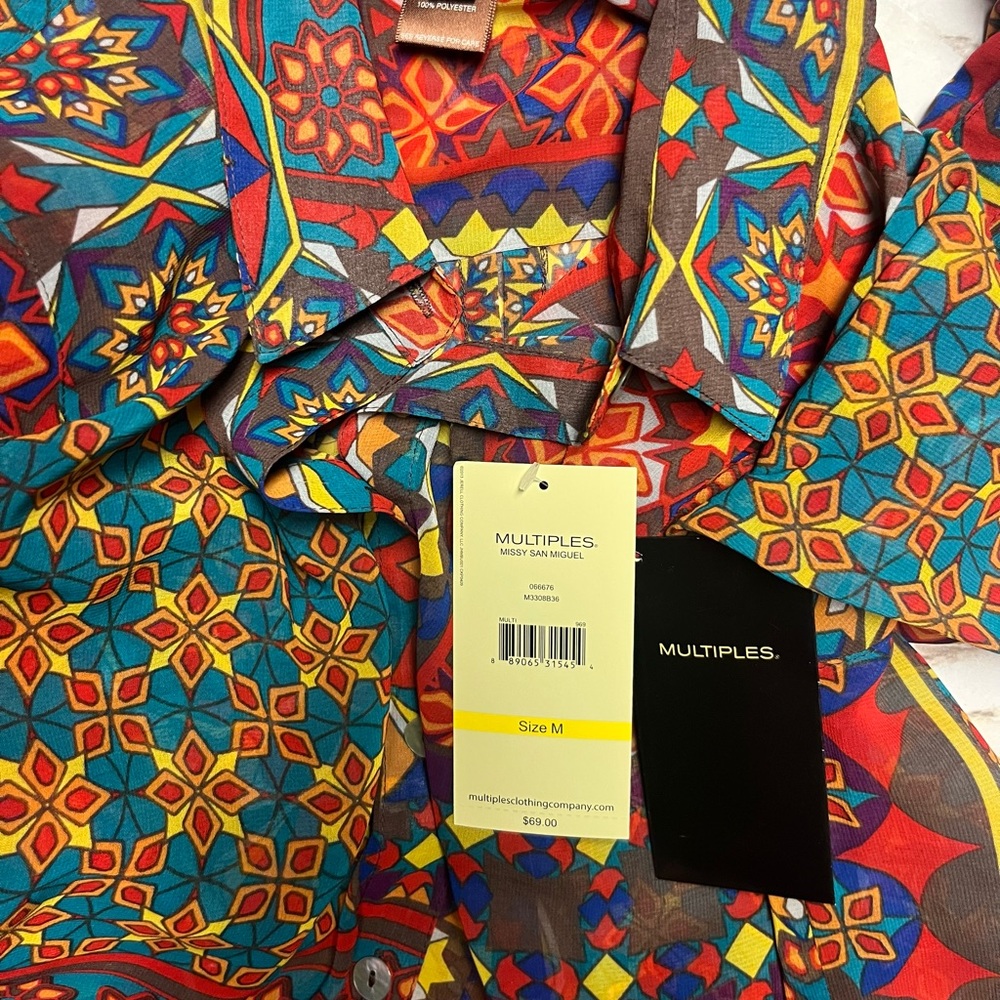 Multiples~Vintage Tunic Blouse Size Medium W/ Mandala Design (New W/Tags) - Picture 7 of 15